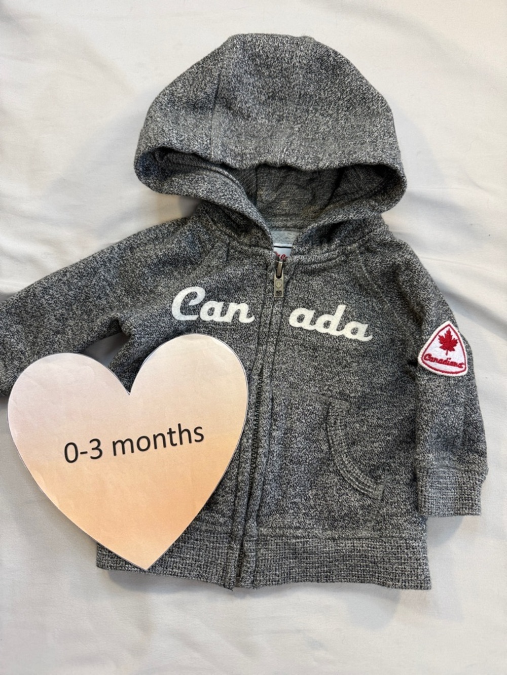 Canadiana - Grey Baby Zip Hoodie - 0-3 Months